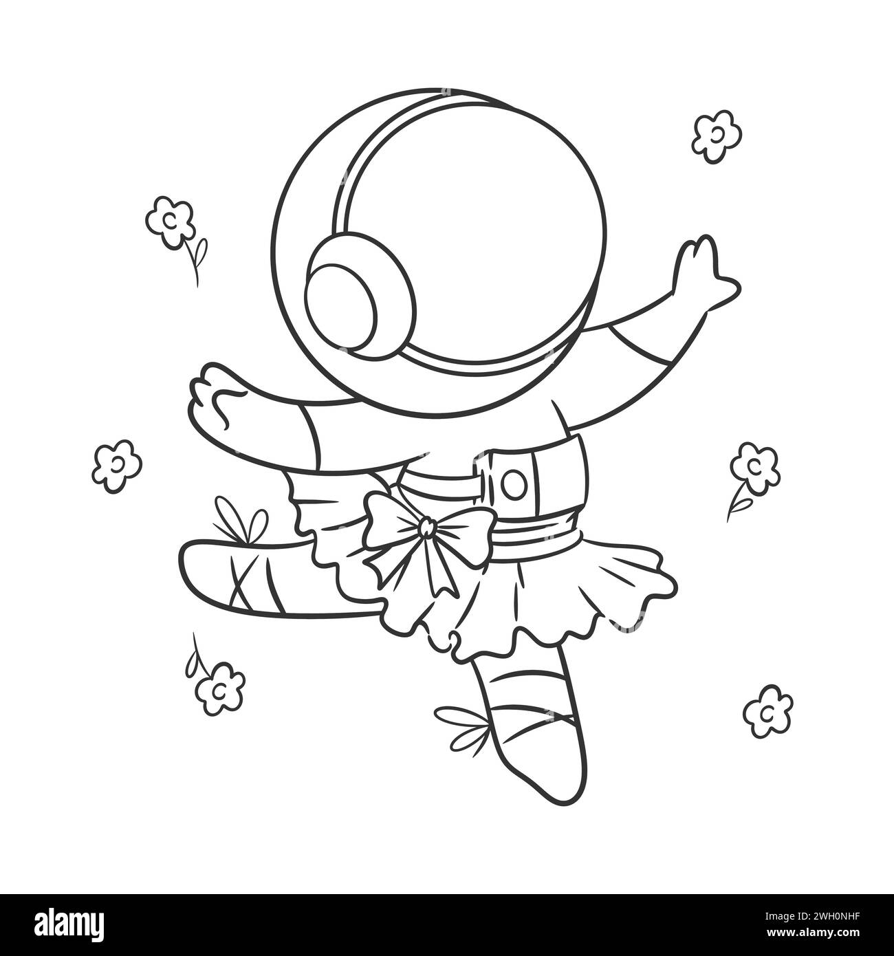 Simpatico astronauta balletto in stile da colorare Illustrazione Vettoriale