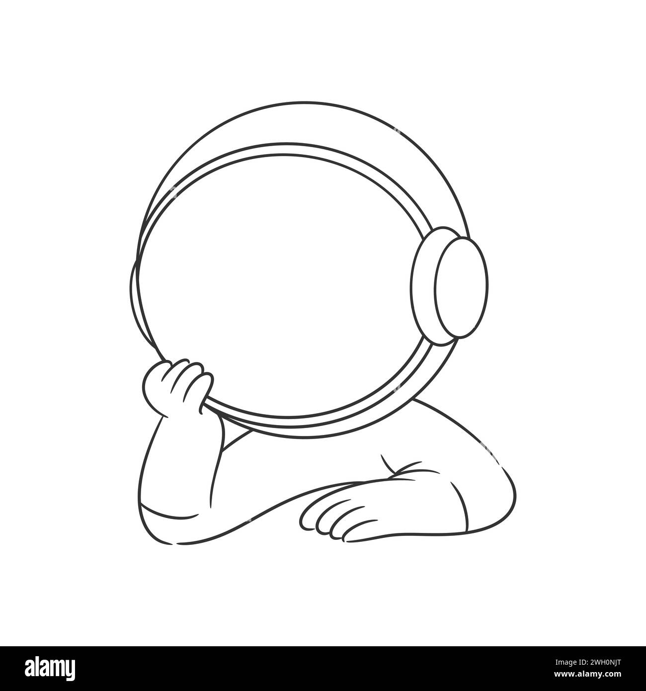 L'astronauta è penoso senza amici per colorare Illustrazione Vettoriale