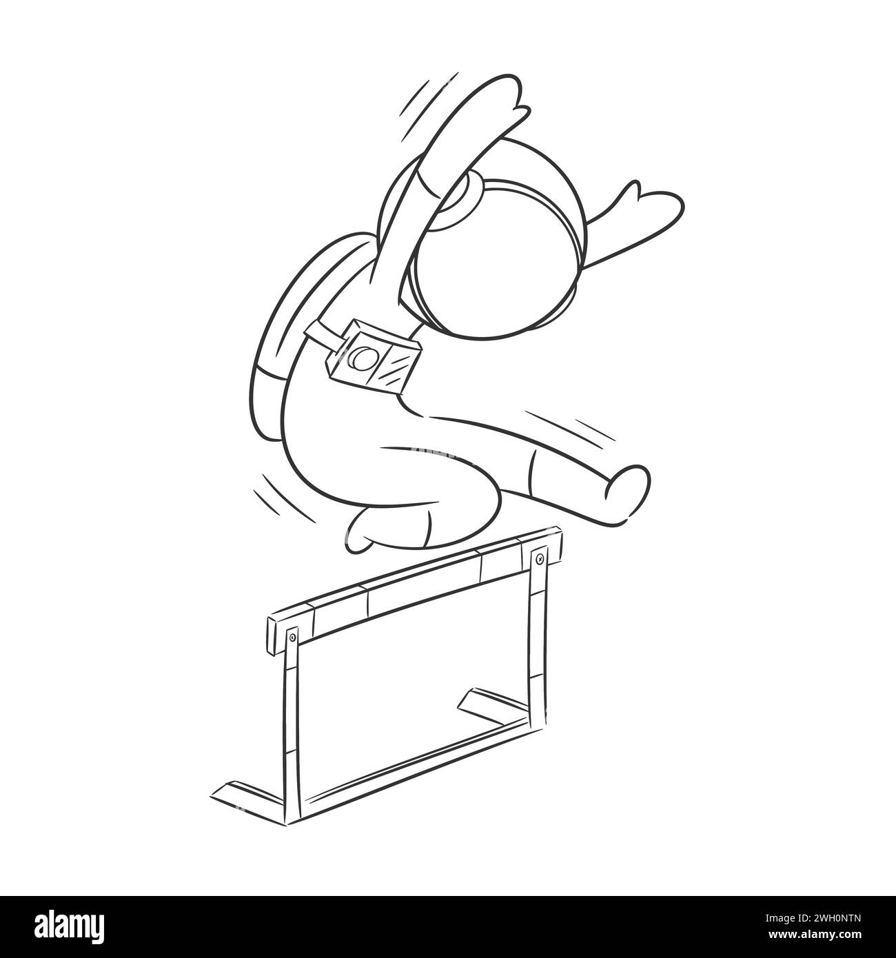 Gli astronauti giocano a ostacoli con grande passione per la colorazione Illustrazione Vettoriale