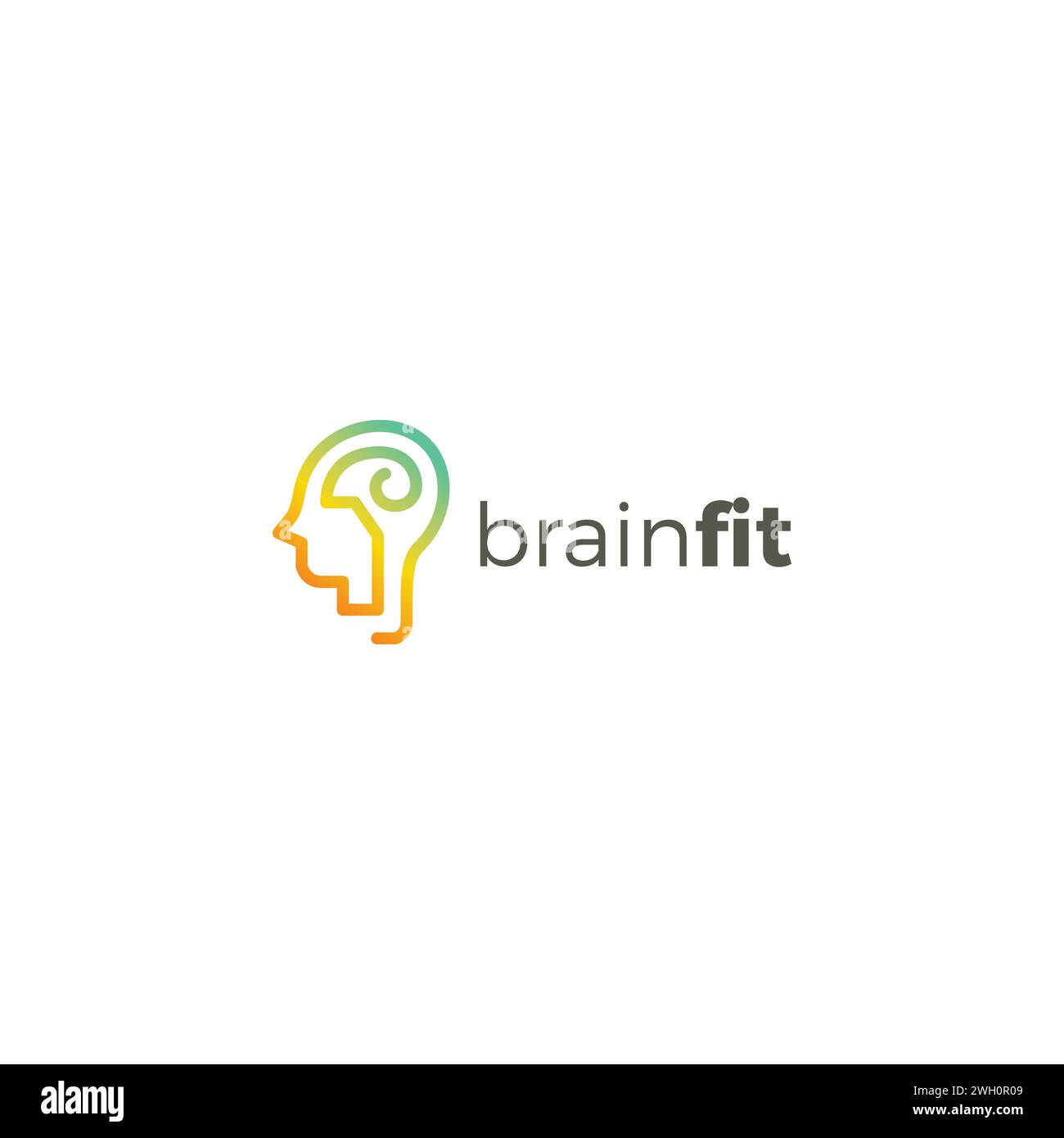 Logo Brain Fit Simple. Illustrazione del vettore cerebrale. Logo Smart People Illustrazione Vettoriale