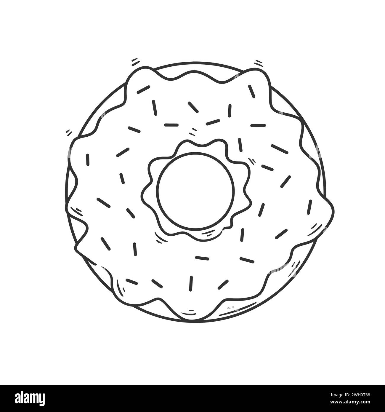 Ciambelle disegnate a mano vettore cartoon per colorare Illustrazione Vettoriale