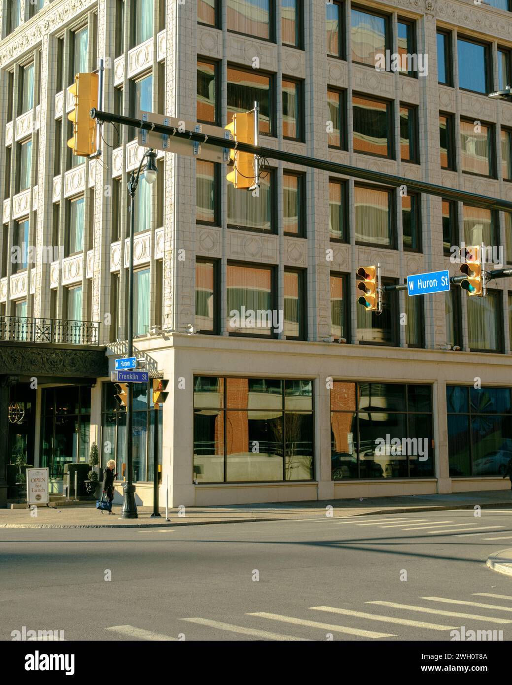 Incrocio tra Huron Street e Franklin Street nel centro di Buffalo, New York Foto Stock