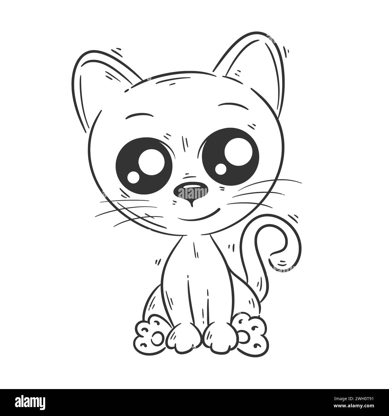 Carino gattino vettore cartoni animati per colorare Illustrazione Vettoriale
