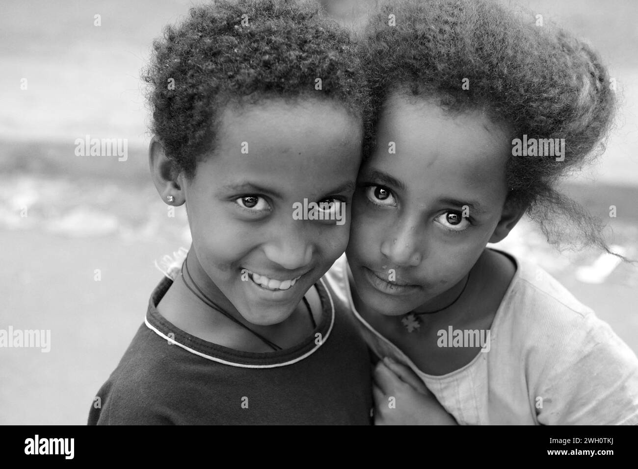 Ritratto di ragazze Amhara scattato a Gondar, Etiopia. Foto Stock