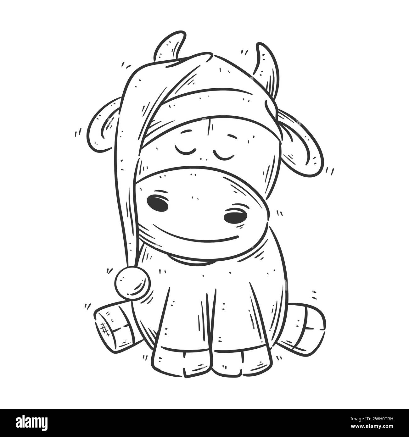 Una bella mucca che indossa uno scaldavivande per colorare Illustrazione Vettoriale