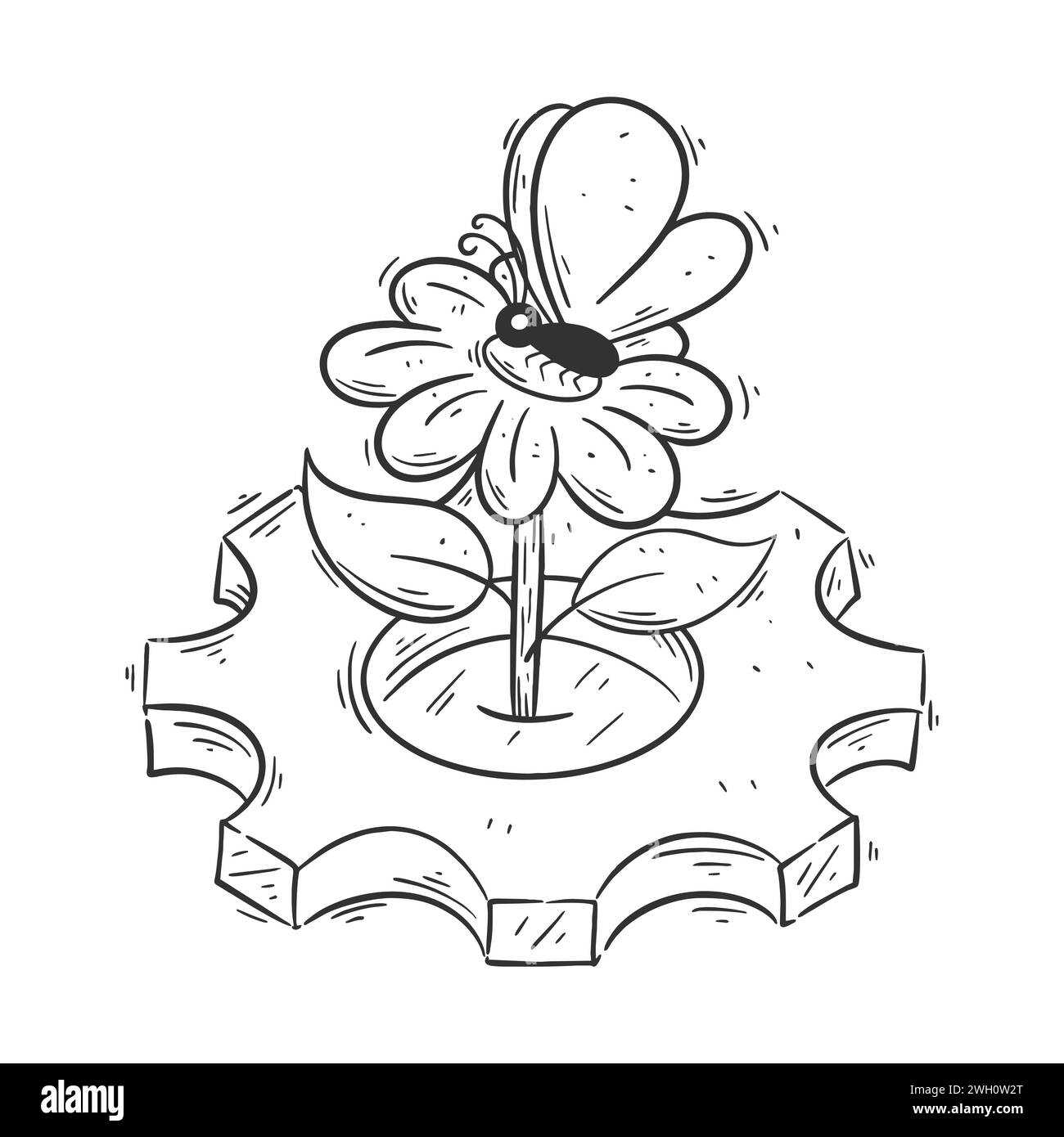 Le piante crescono al centro dell'attrezzatura per la colorazione Illustrazione Vettoriale