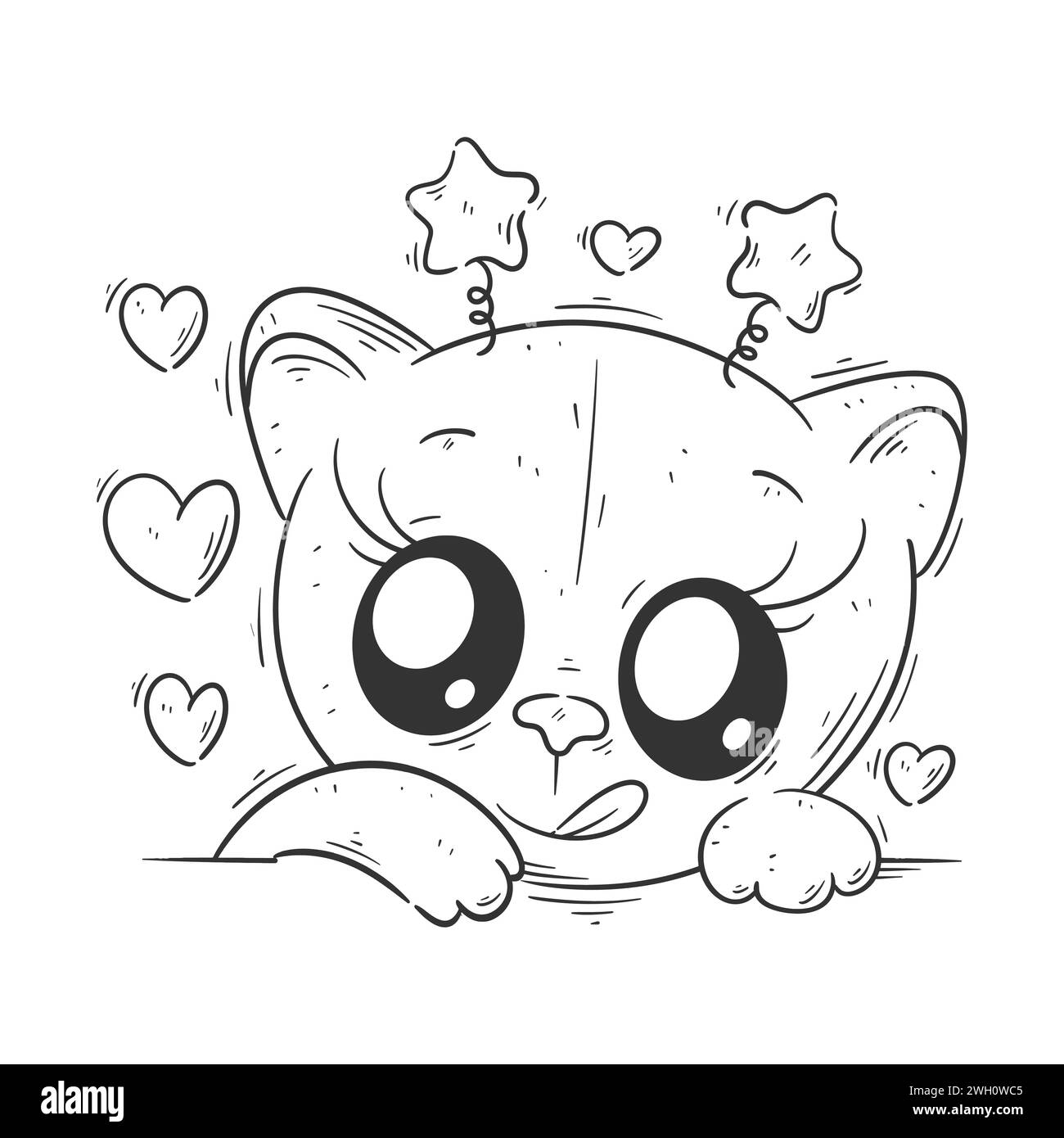 Adorabile leonessa che indossa l'archetto a stella per colorare Illustrazione Vettoriale
