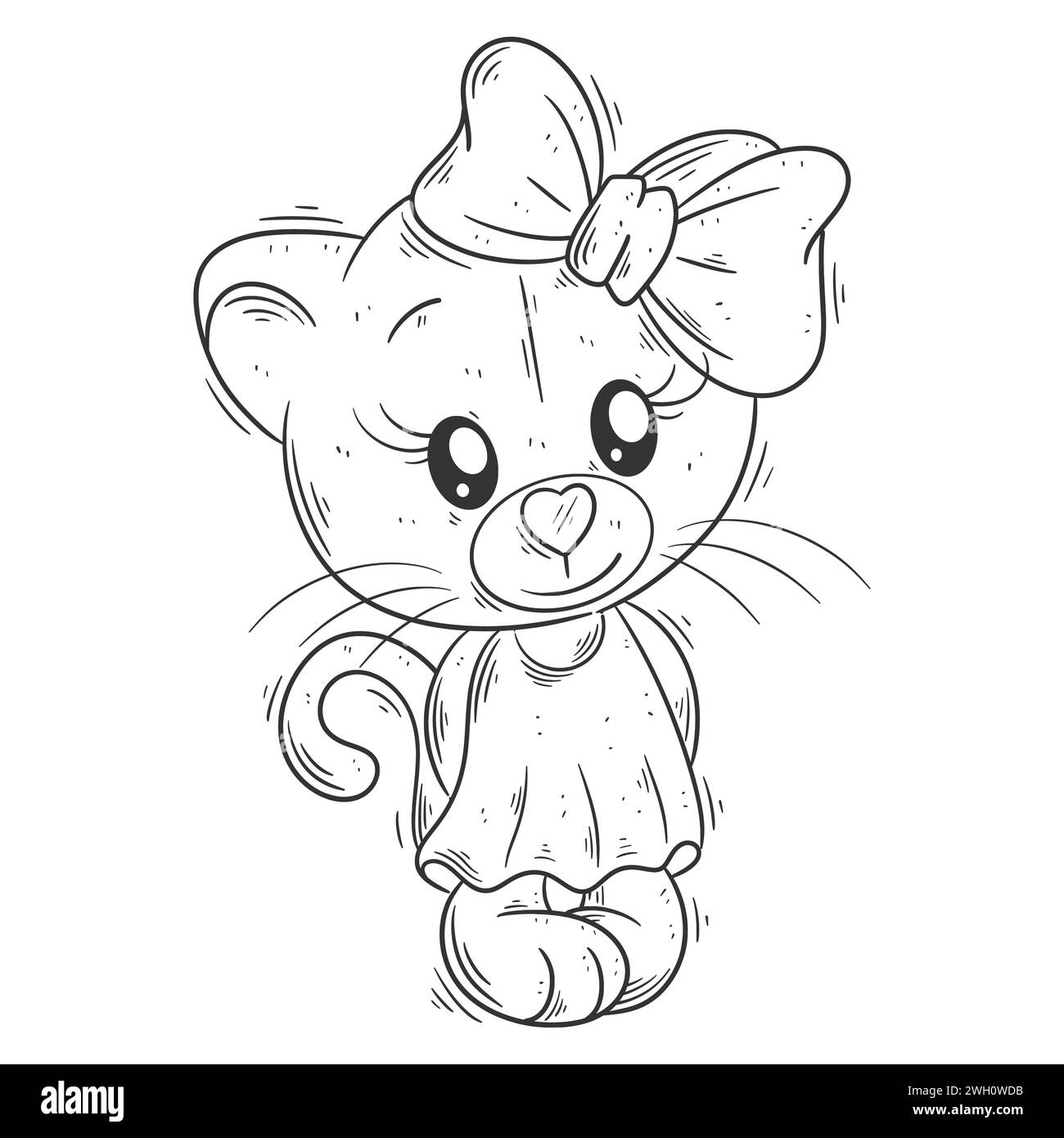 Carina leonessa che indossa un abito da notte per colorare Illustrazione Vettoriale