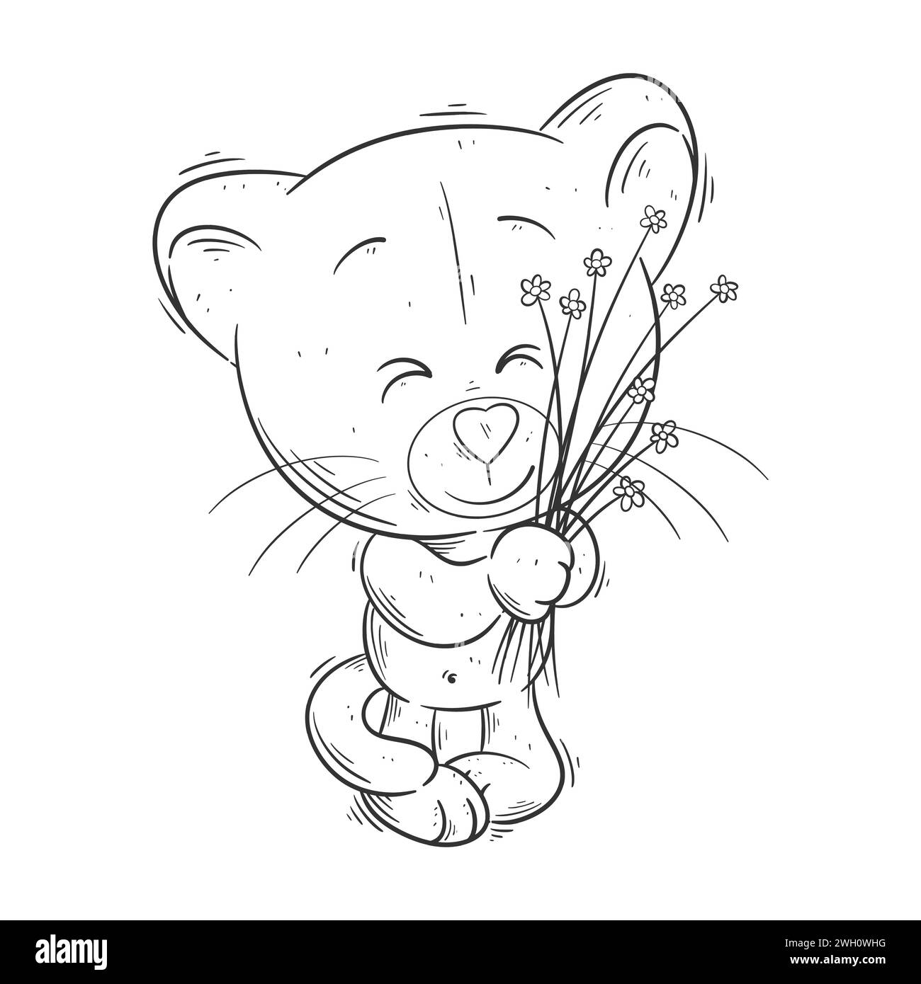 Carina leonessa che porta fiori per clonare Illustrazione Vettoriale