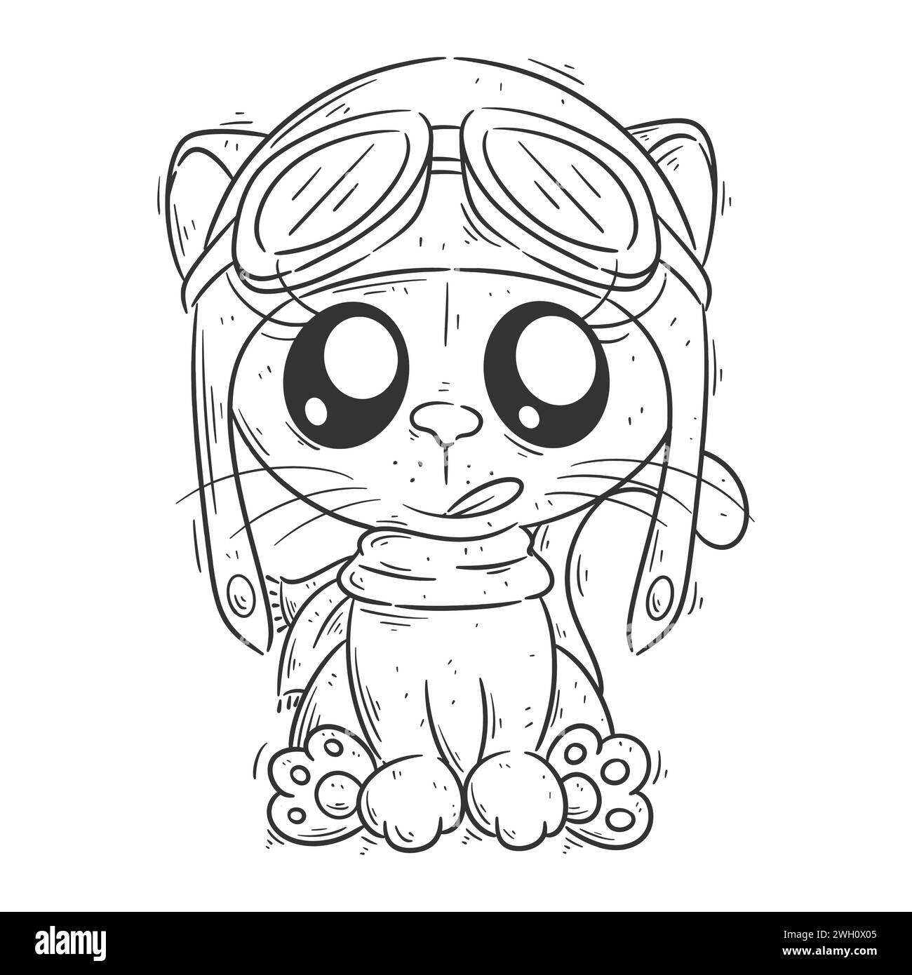 Lioness seduta e indossa un cappello per colorare Illustrazione Vettoriale