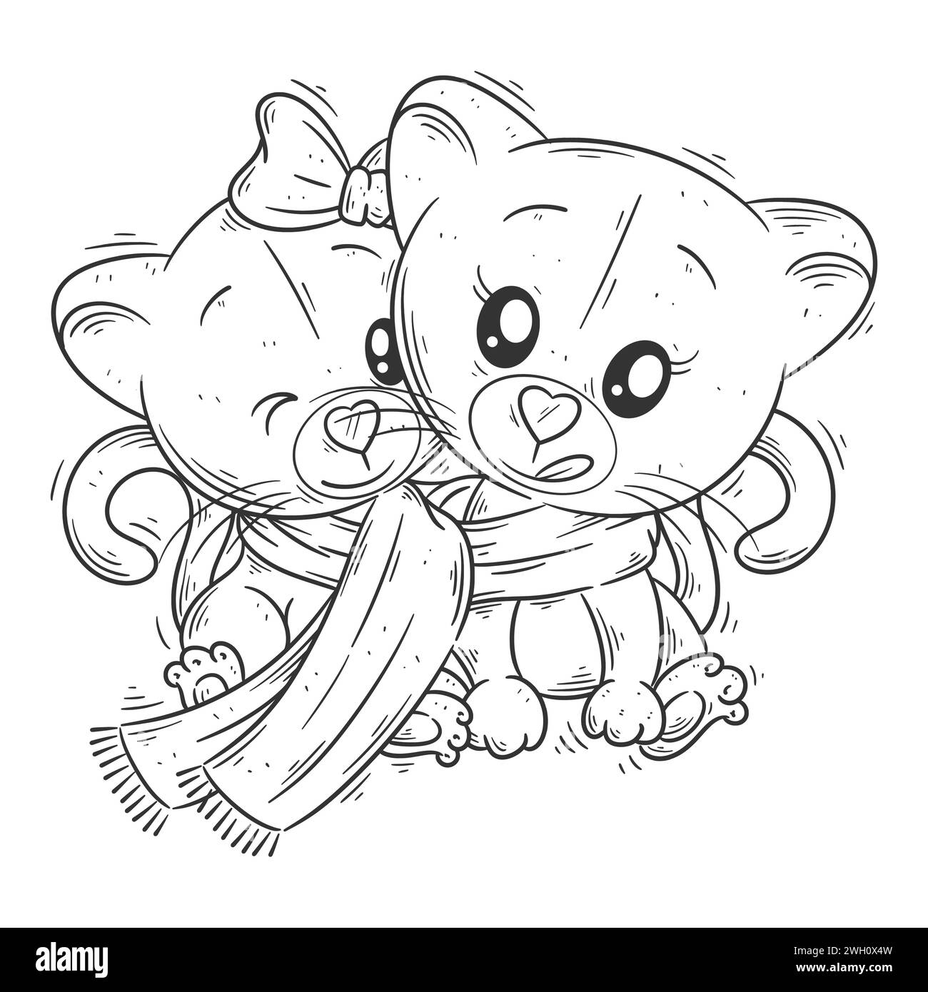 Simpatica leonessa che indossa due sedute per colorare Illustrazione Vettoriale