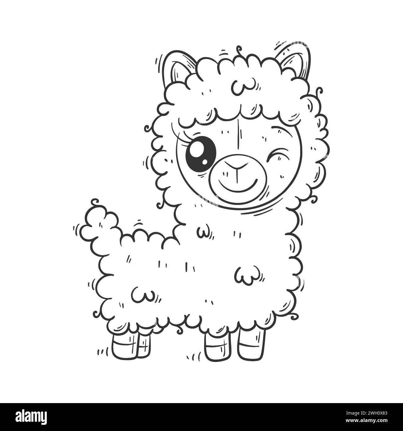 Grazioso agnello da solo per colorare Illustrazione Vettoriale