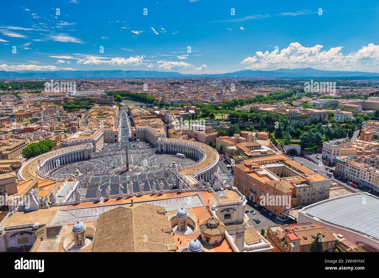 Roma Vaticano Italia, vista dall'alto dello skyline della città a St Piazza di Pietro Foto Stock