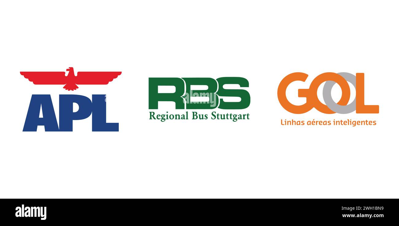 Autobus egional Stuttgart, GOL, APL. Emblema editoriale del marchio. Illustrazione Vettoriale