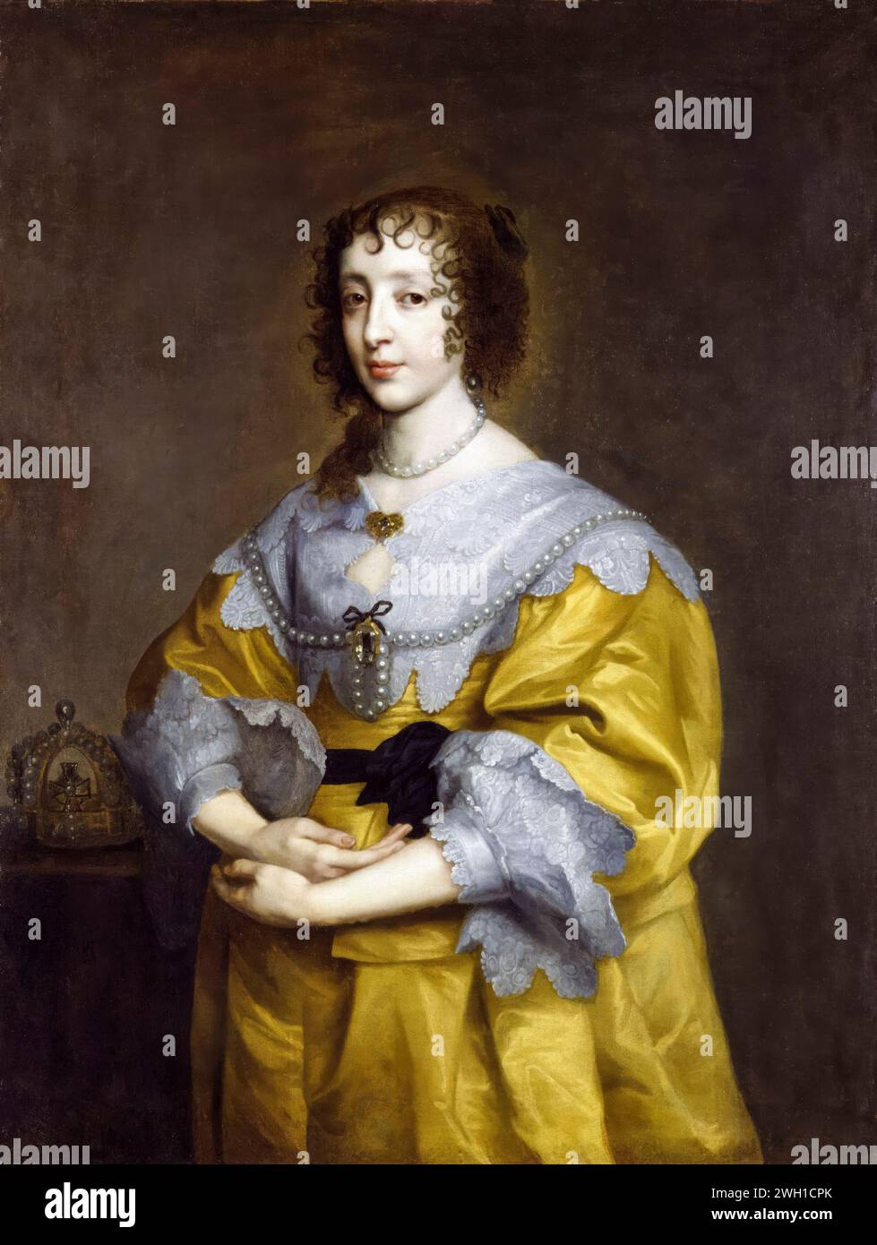 Una regina incinta Enrichetta Maria (1609-1669), regina consorte e moglie di Carlo i d'Inghilterra, Scozia e Irlanda, ritratti ad olio su tela dopo Sir Anthony van Dyck, 1632-1635 Foto Stock