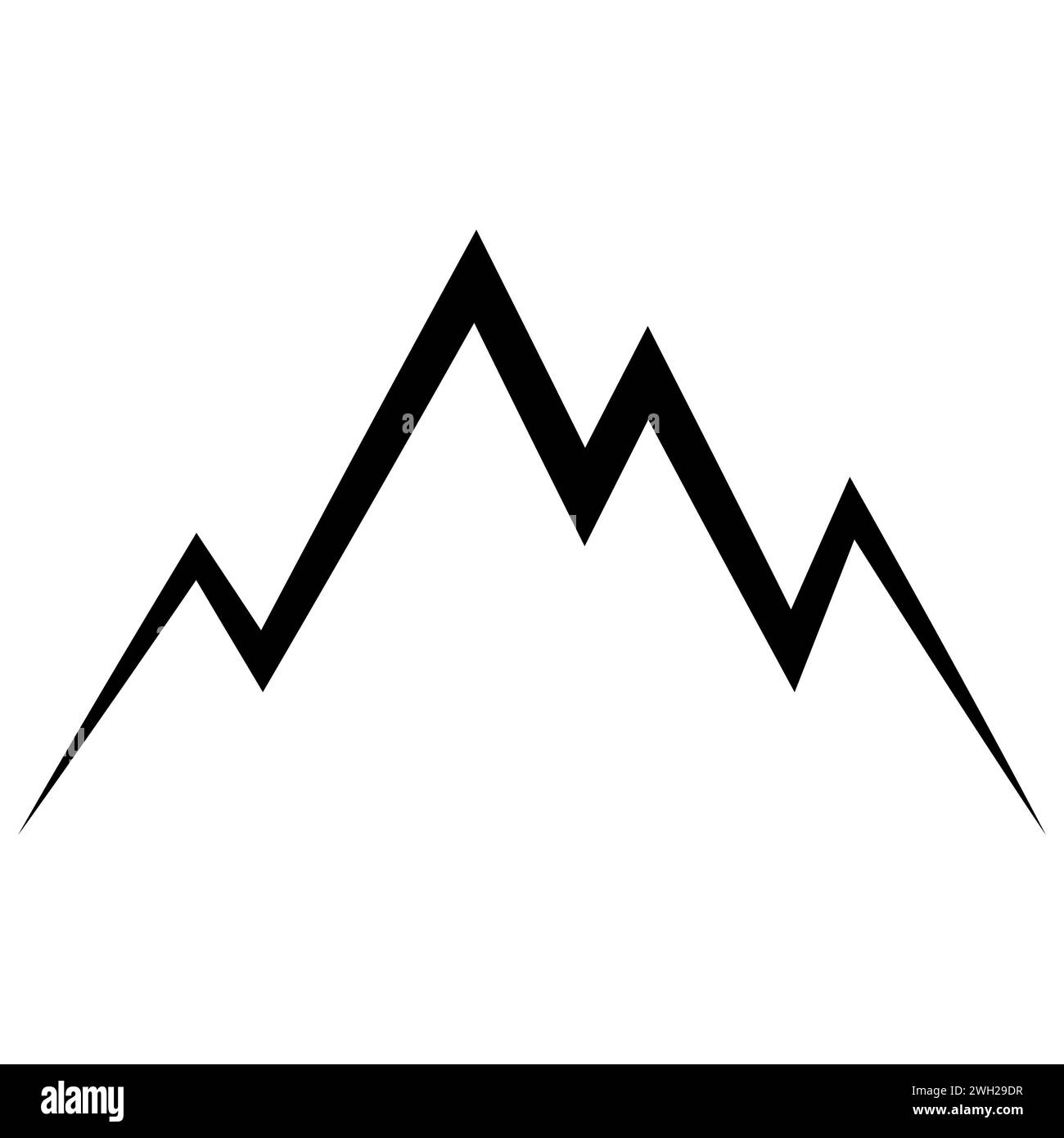 Icon Mountain Range, vette montuose, terreno montuoso per il turismo Illustrazione Vettoriale
