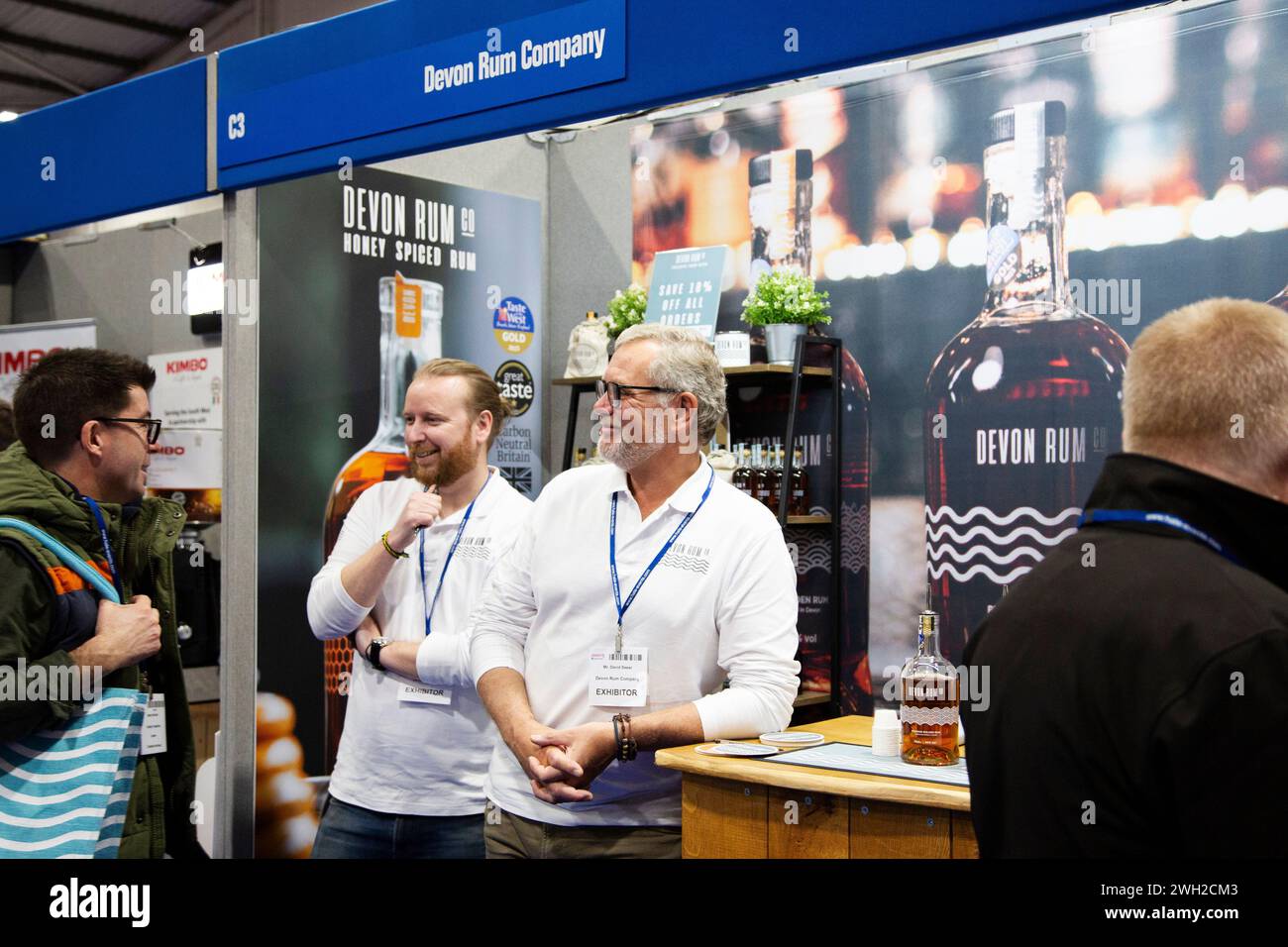 Devon Rum Company partecipa alla fiera "Source" dedicata a cibo, bevande, catering e ospitalità che si è tenuta a Westpoint Exeter Regno Unito il 7 febbraio 2024 Foto Stock