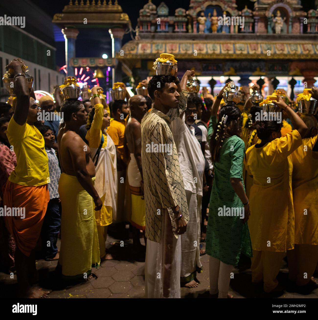 Adoratori di Thaipusam, grotte di Batu Foto Stock