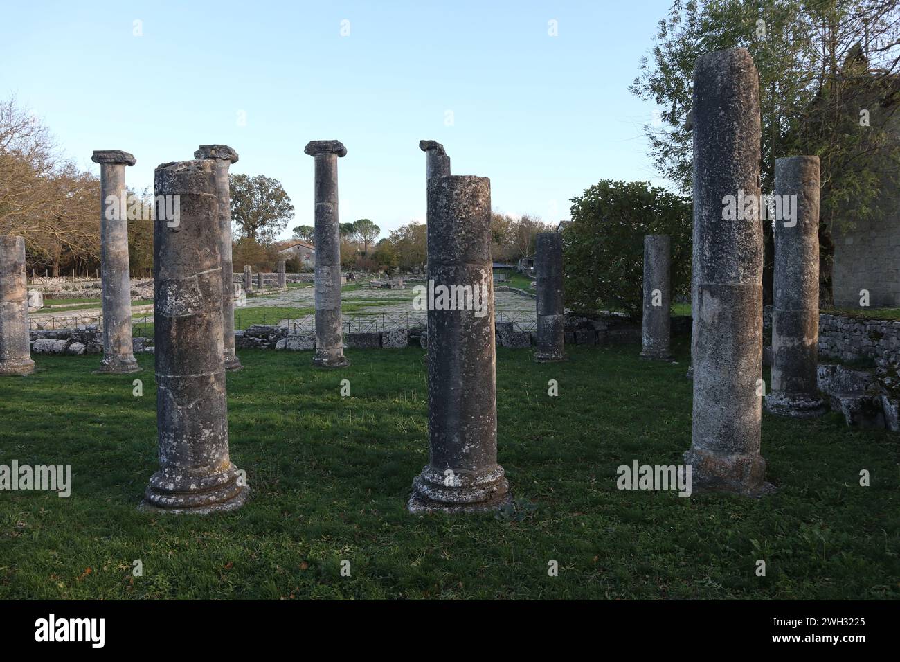 Altilia - Scorcio della Basilica nel Parco Archeologico Foto Stock