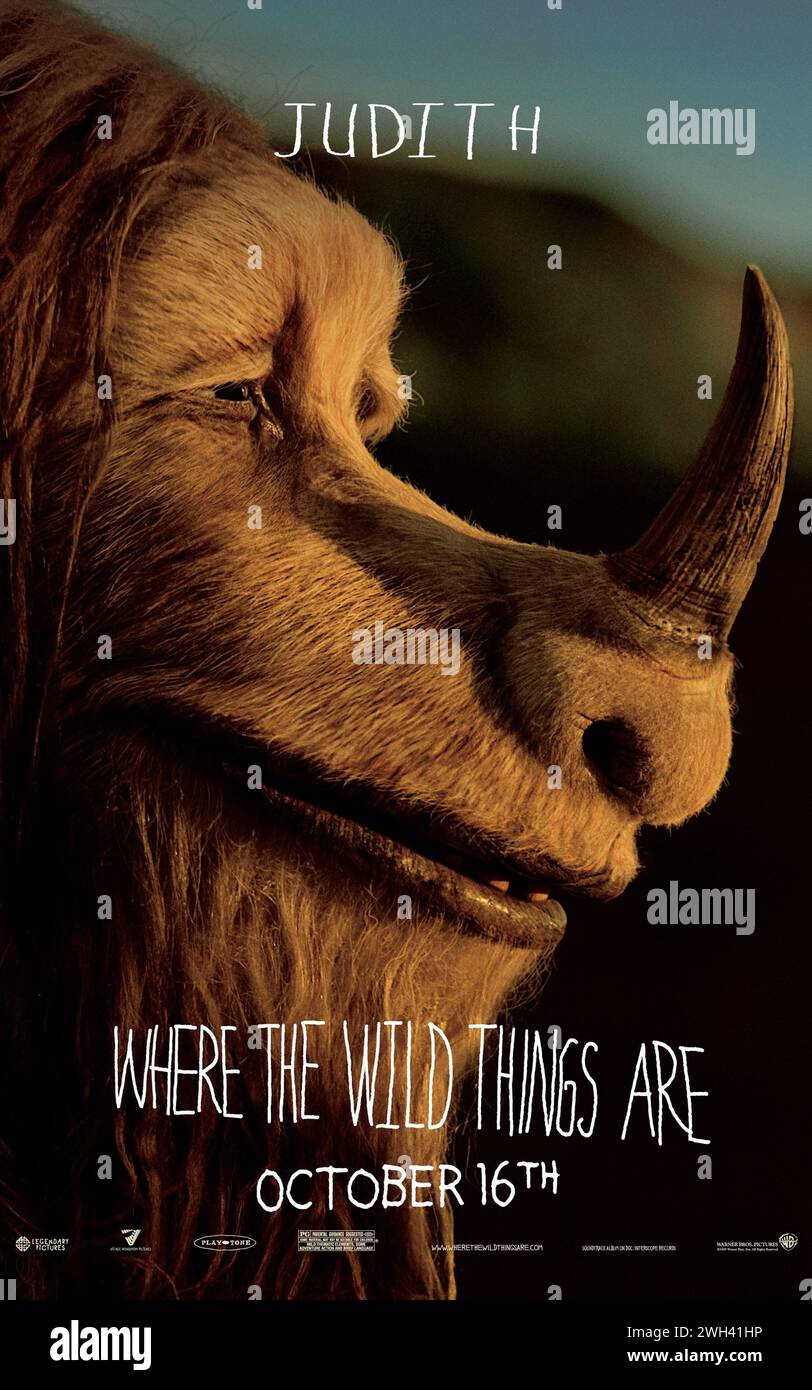 Where the Wild Things Are (2009) diretto da Spike Jonze e interpretato da Catherine o'Hara come la voce di Judith. Adattamento su grande schermo di Maurice Sendak molto amato libro per bambini su Max, un giovane ragazzo che fugge da casa e naviga verso un'isola piena di creature che lo portano come loro re. Poster di caratteri USA ***SOLO PER USO EDITORIALE***. Crediti: BFA / Warner Bros Foto Stock