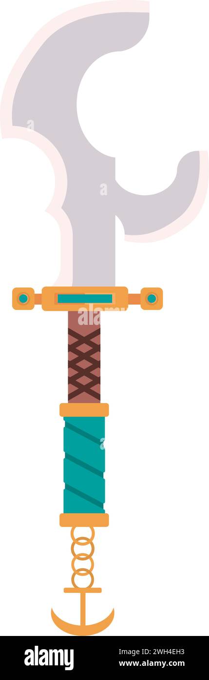 L'icona dell'arma medievale Vector, che ha colorato lo staff di un videogioco retrò isolato Illustrazione Vettoriale