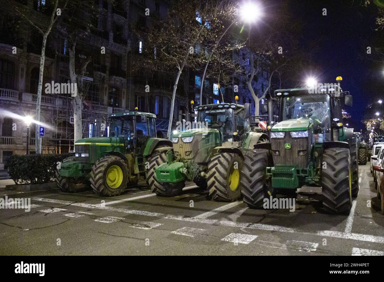 Barcellona, Spagna. 7 febbraio 2024. Gli agricoltori protestano contro la politica agricola europea. Foto Stock