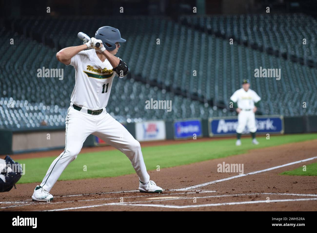 Arkansas Tech Wonder Boys INF Logan Schwenke (11) durante la partita di baseball Houston Winter Invitational tra Southern New Hampshire Penmen e la Foto Stock