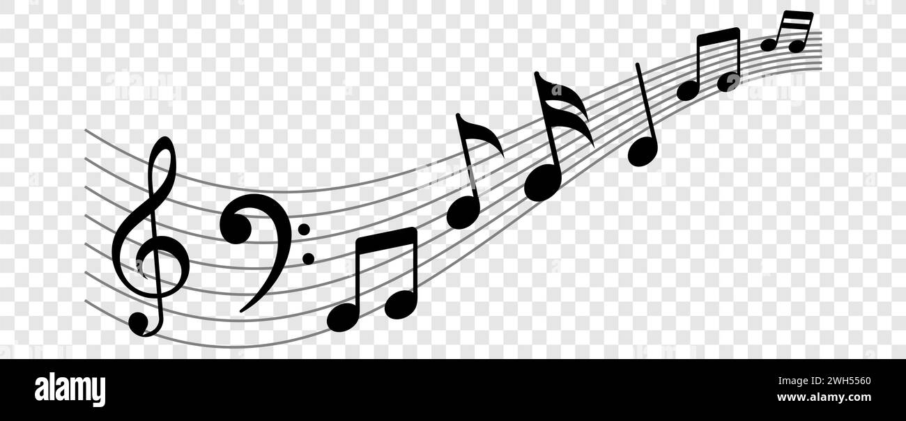 onde di note musicali e canzoni Illustrazione Vettoriale