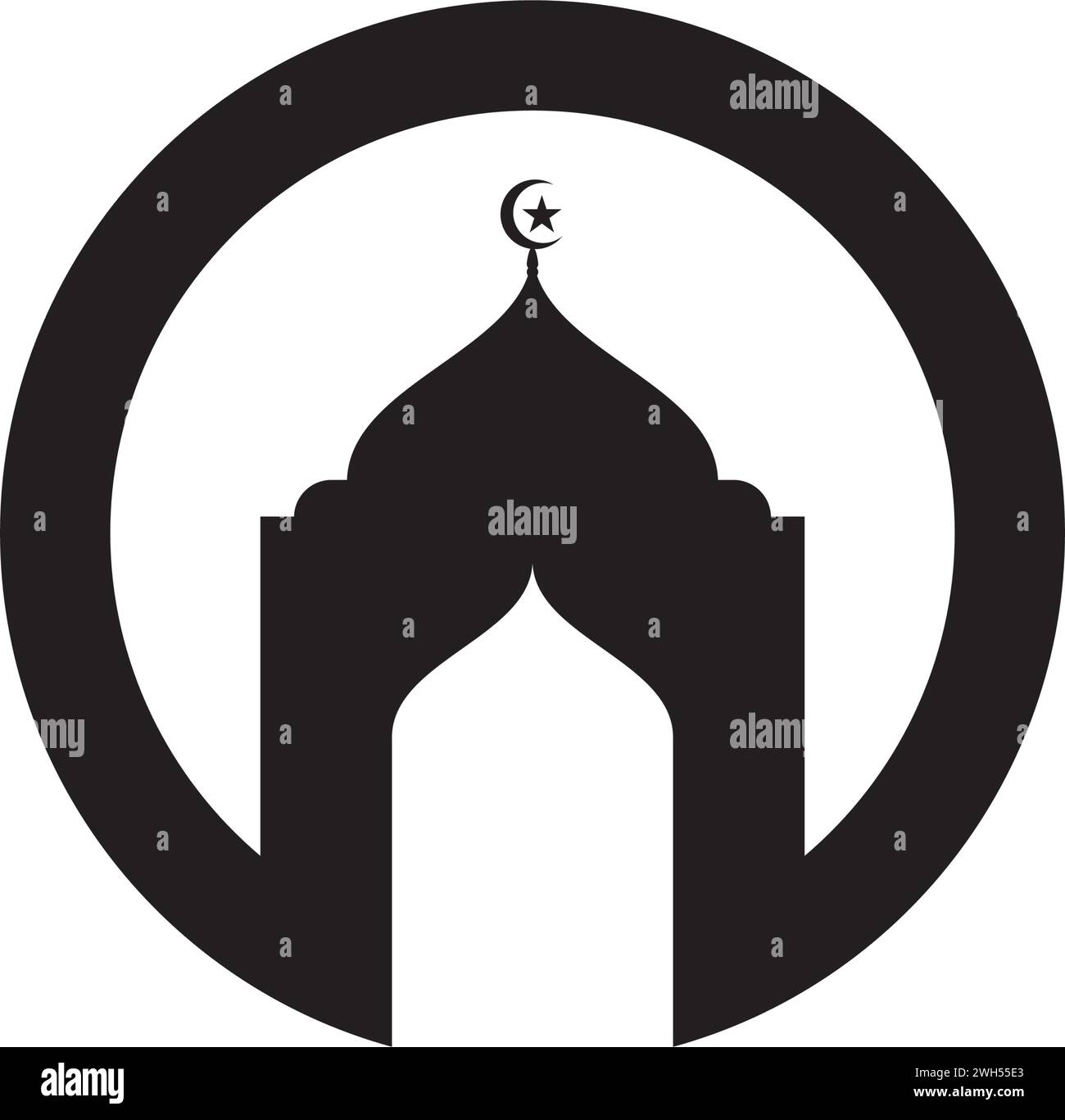 Icona simbolo di moschea modello di disegno grafico vettoriale Illustrazione Vettoriale