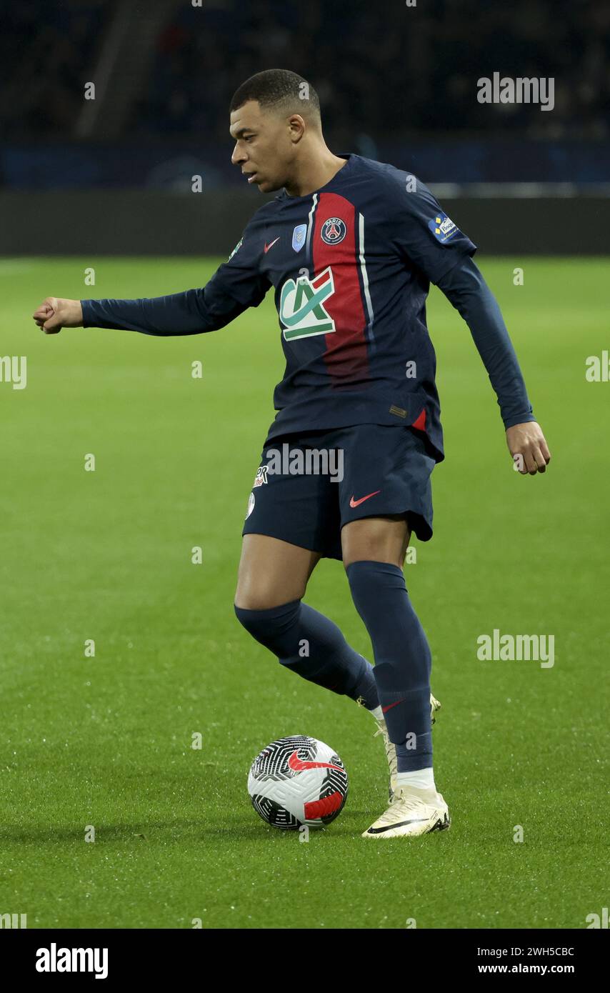 Kylian Mbappe del PSG durante la Coppa di Francia, turno di 16 partite di calcio tra il Paris Saint-Germain (PSG) e lo Stade Brestois 29 (Brest) il 7 febbraio 2024 allo stadio Parc des Princes di Parigi, in Francia Foto Stock