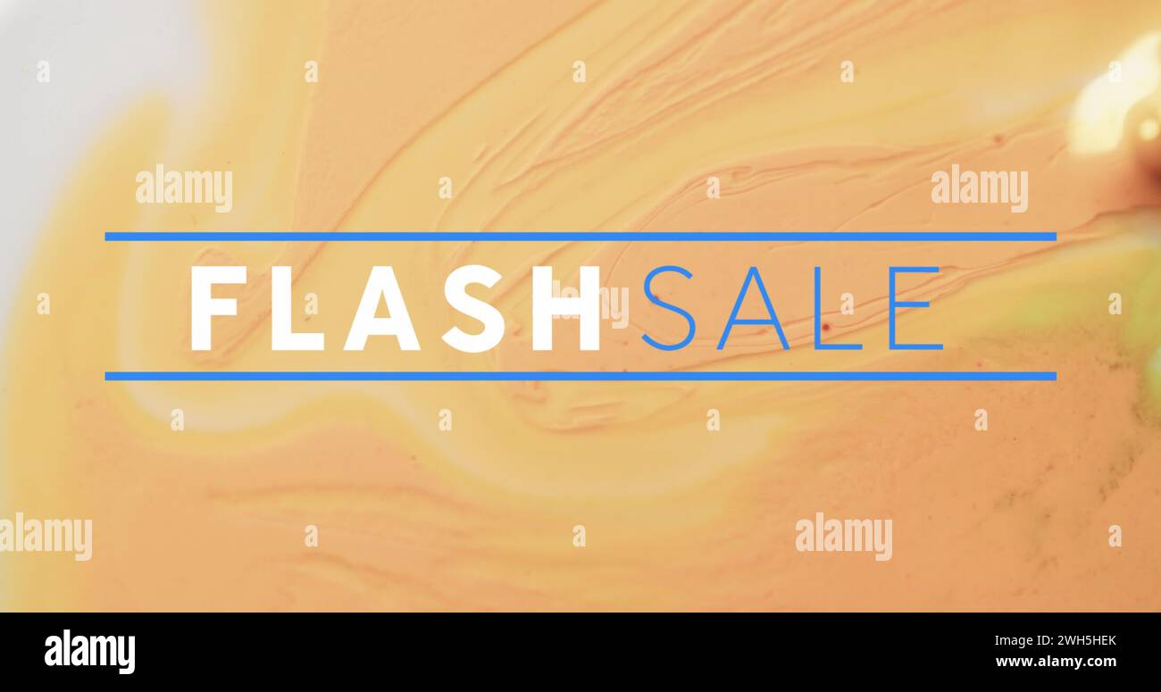 Immagine del testo di vendita flash su sfondo arancione liquido Foto Stock
