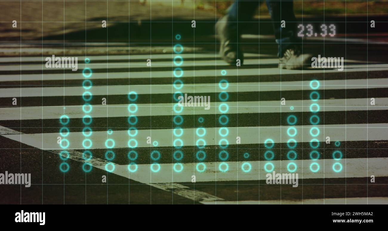 Immagine di grafici su timelapse con incrocio zebra Foto Stock