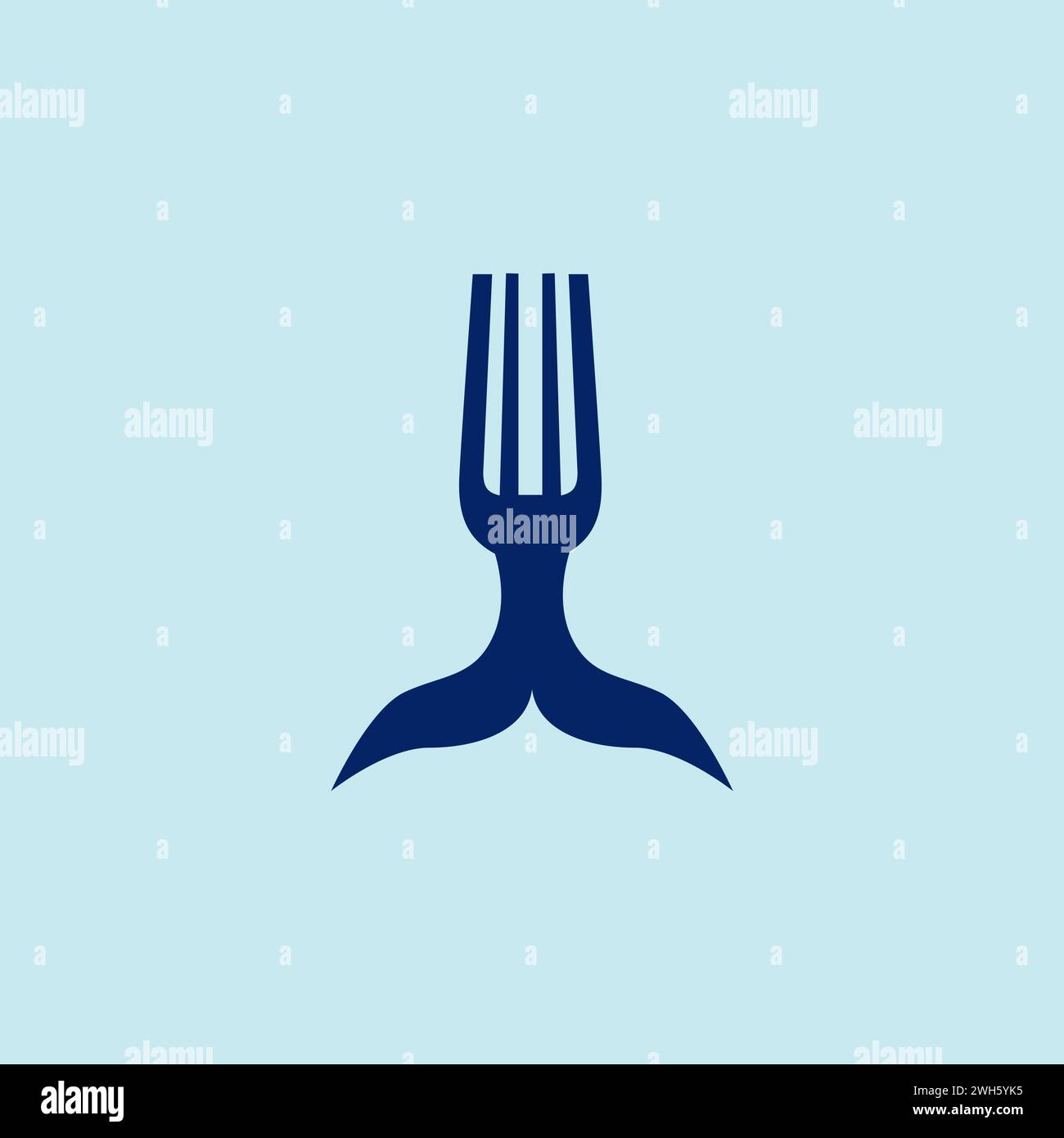Logo Fish Food Fork. Logo della coda di balena Illustrazione Vettoriale