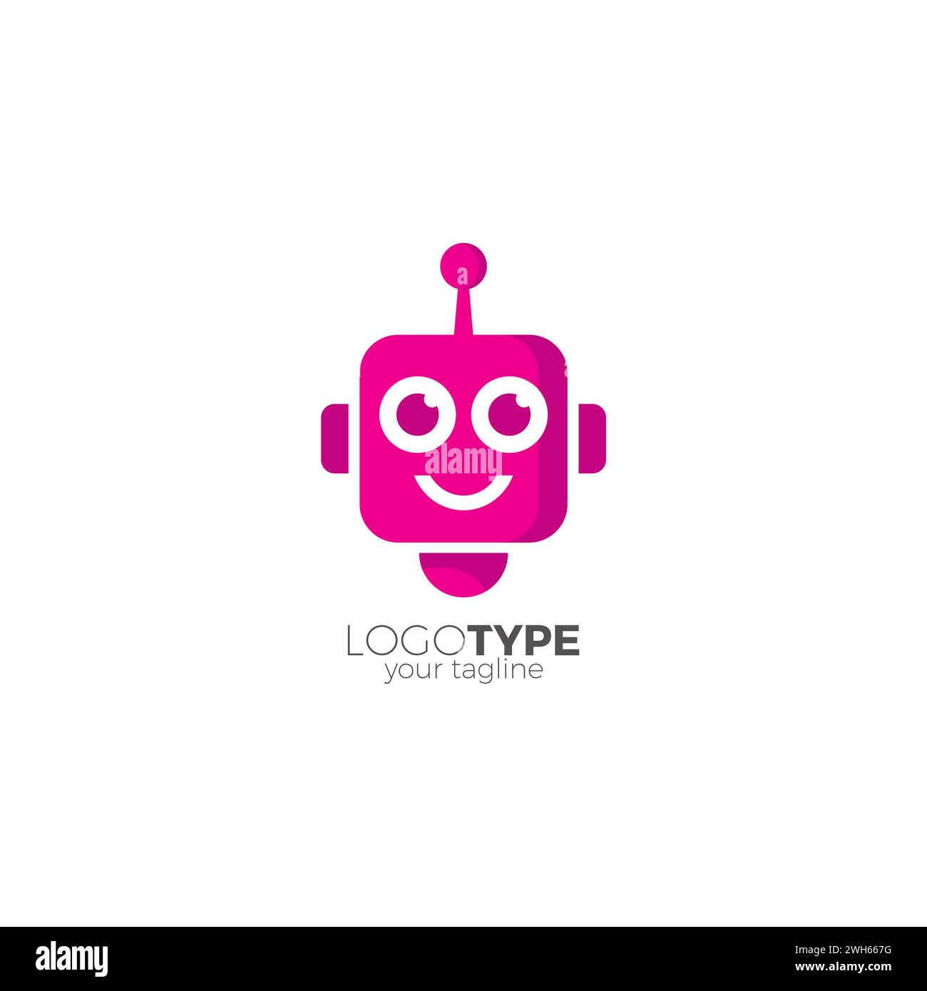 Logo robot Head Smile. Icona robotica Illustrazione Vettoriale