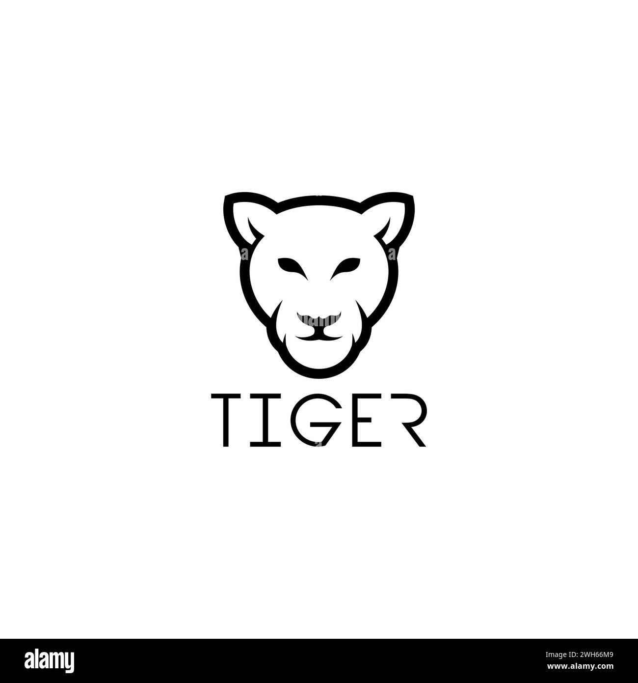 Logo Tiger Design semplice. Logo Tiger Head Illustrazione Vettoriale