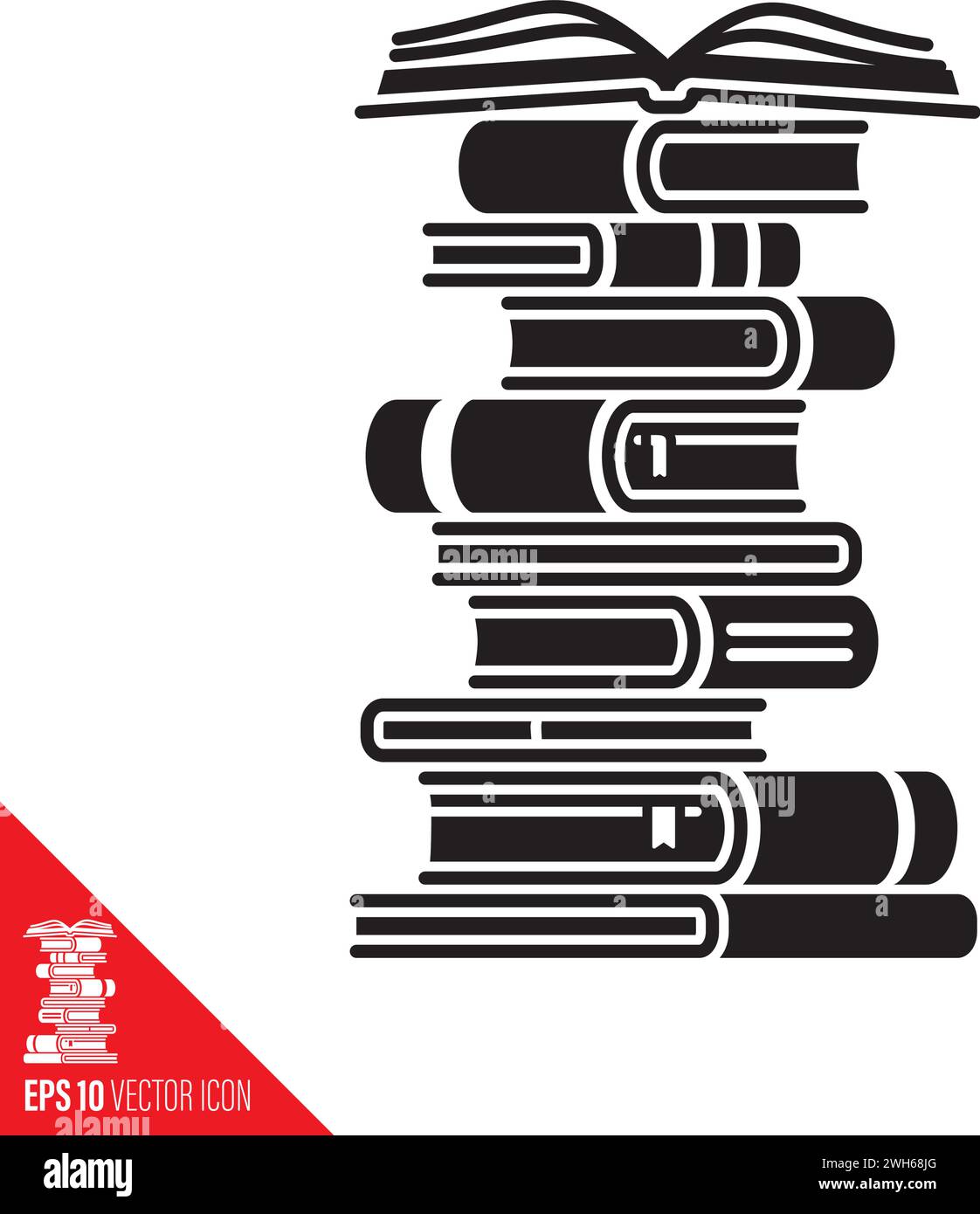 Illustrazione vettoriale dello stile dell'icona glifo dei libri per il Read A Book Day del 6 settembre. Illustrazione Vettoriale