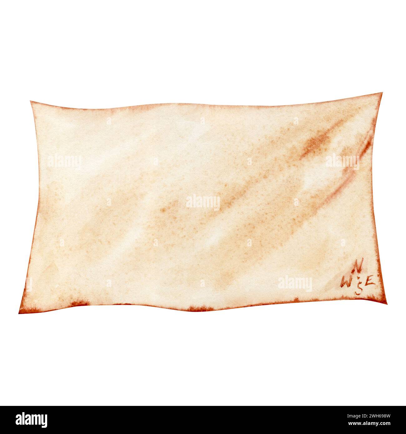 Modello mappa carta. Vuoto per lo sfondo. Carta riciclata marrone. Foglio di sfondo. Elemento di design disegnato a mano per campeggio, turismo, escursioni, viaggi. WA Foto Stock