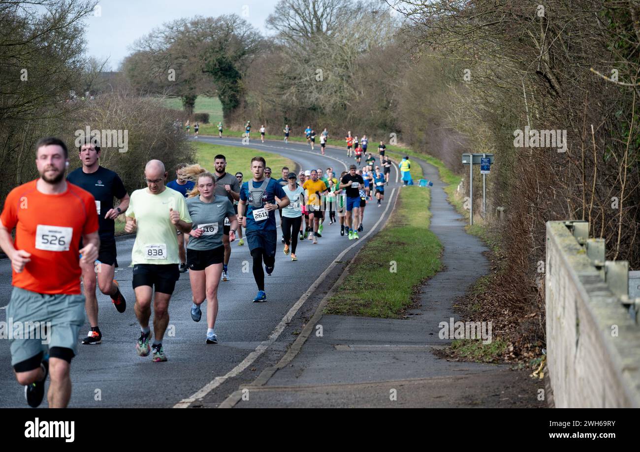 2024 Warwick Half Marathon, Warwickshire, Regno Unito Foto Stock