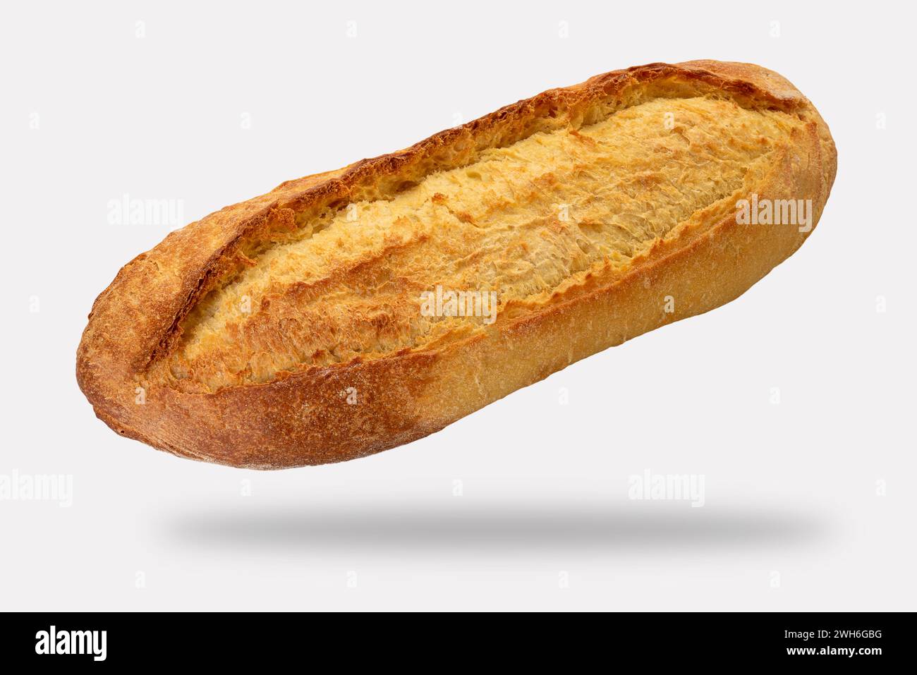 Pane di semola di grano duro o pane ciabatta isolato su bianco con percorso di ritaglio incluso Foto Stock