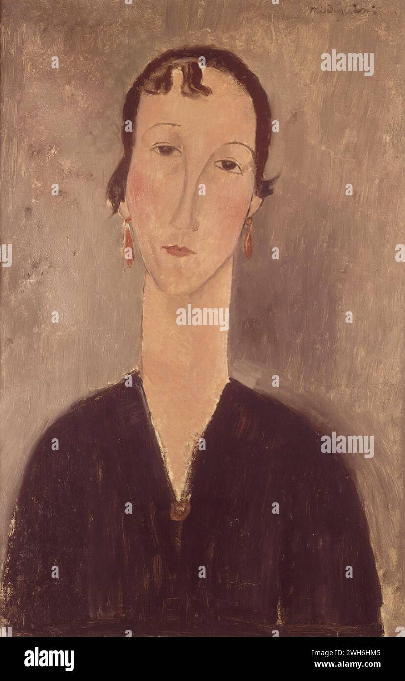 Amedeo Modigliani (1884-1920), italiano, modernismo - donna con orecchini - "Femme aux boucles d'oreilles" Foto Stock
