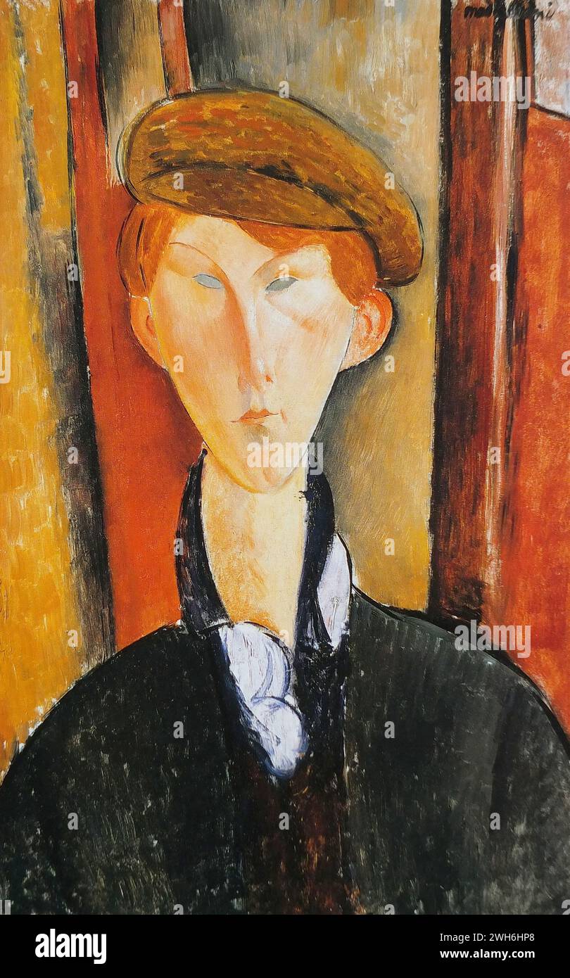 Amedeo Modigliani (1884-1920), Italiano, Modernismo - giovane uomo in cappello - "Jeune Homme a la casquette" Foto Stock