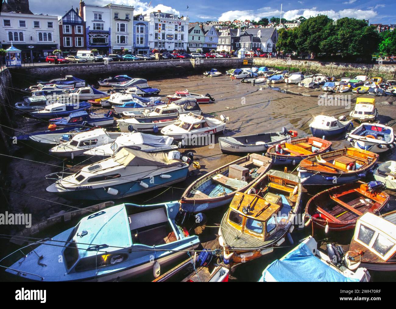 Dartmouth Harbour, Low Tide Level, Devon, Inghilterra, Regno Unito, Europa, 2001 Foto Stock