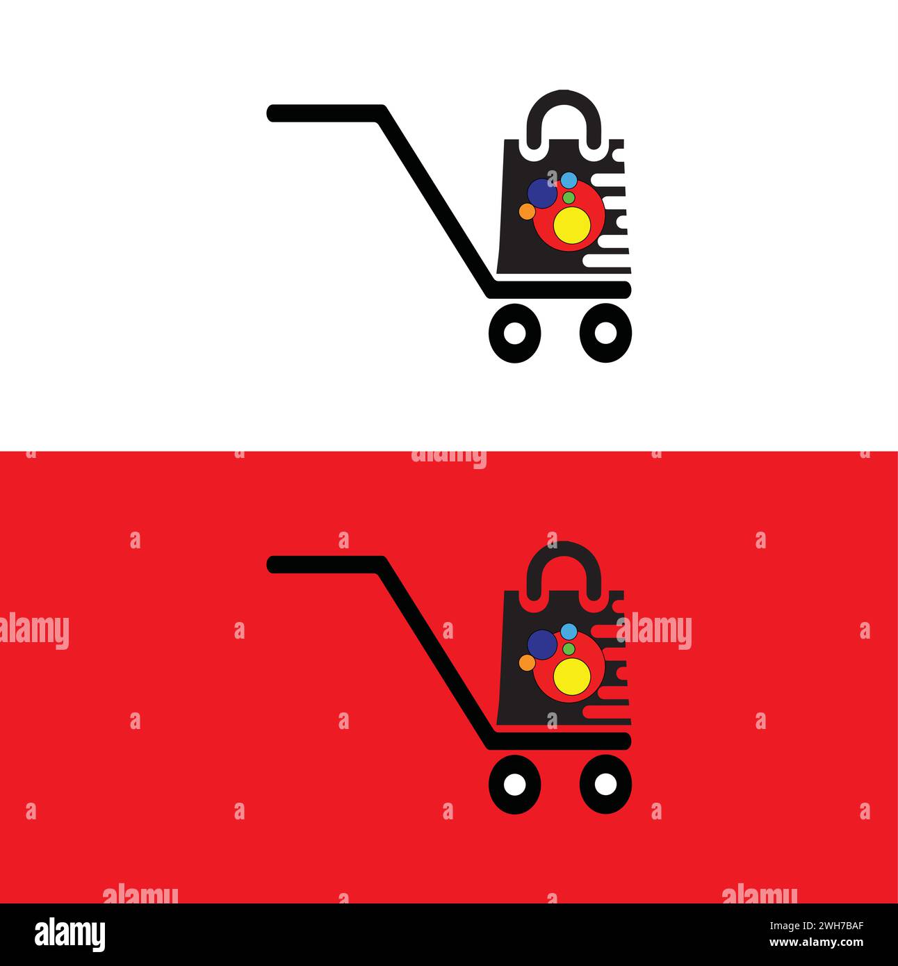 Design del logo del vettore dello shopping Illustrazione Vettoriale