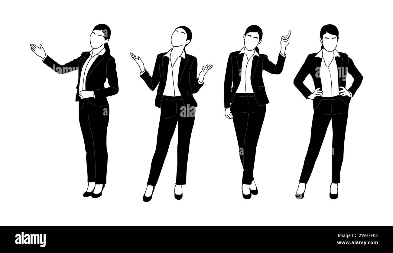 Set di Business donna carattere in diverse pose Illustrazione Vettoriale