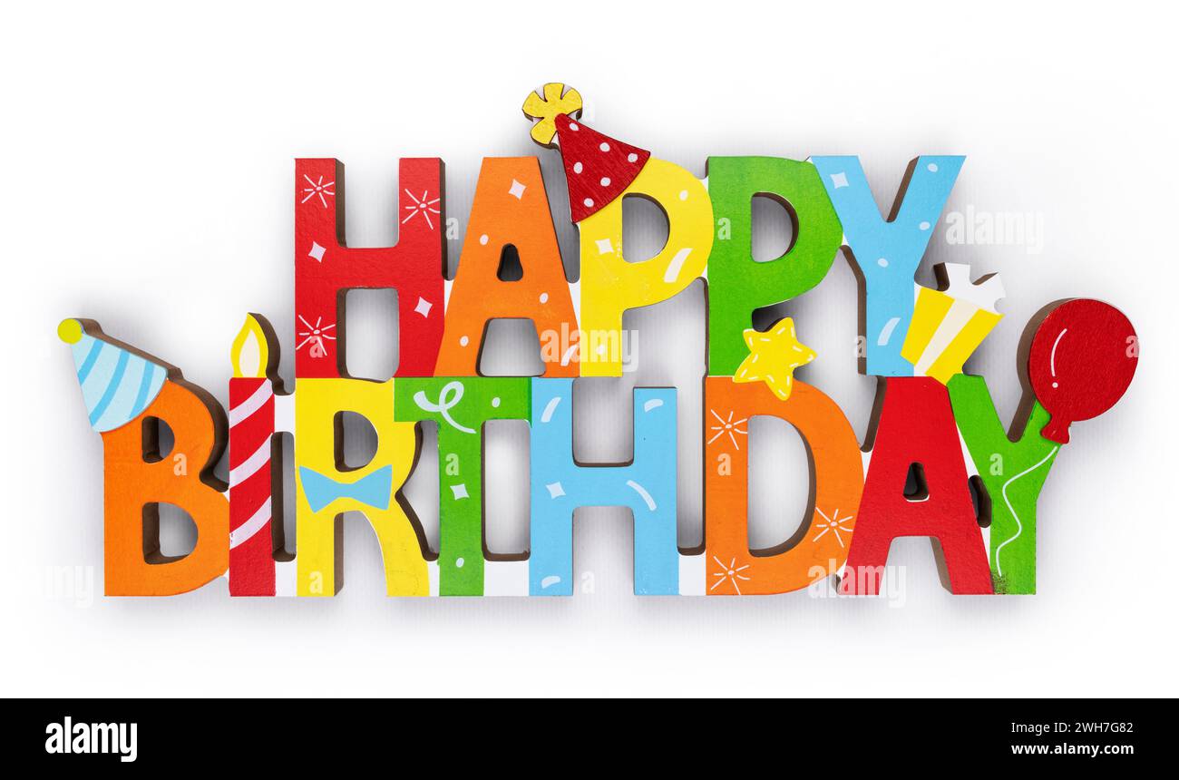 Sfondo in legno con scritta Happy Birthday, con lettere di