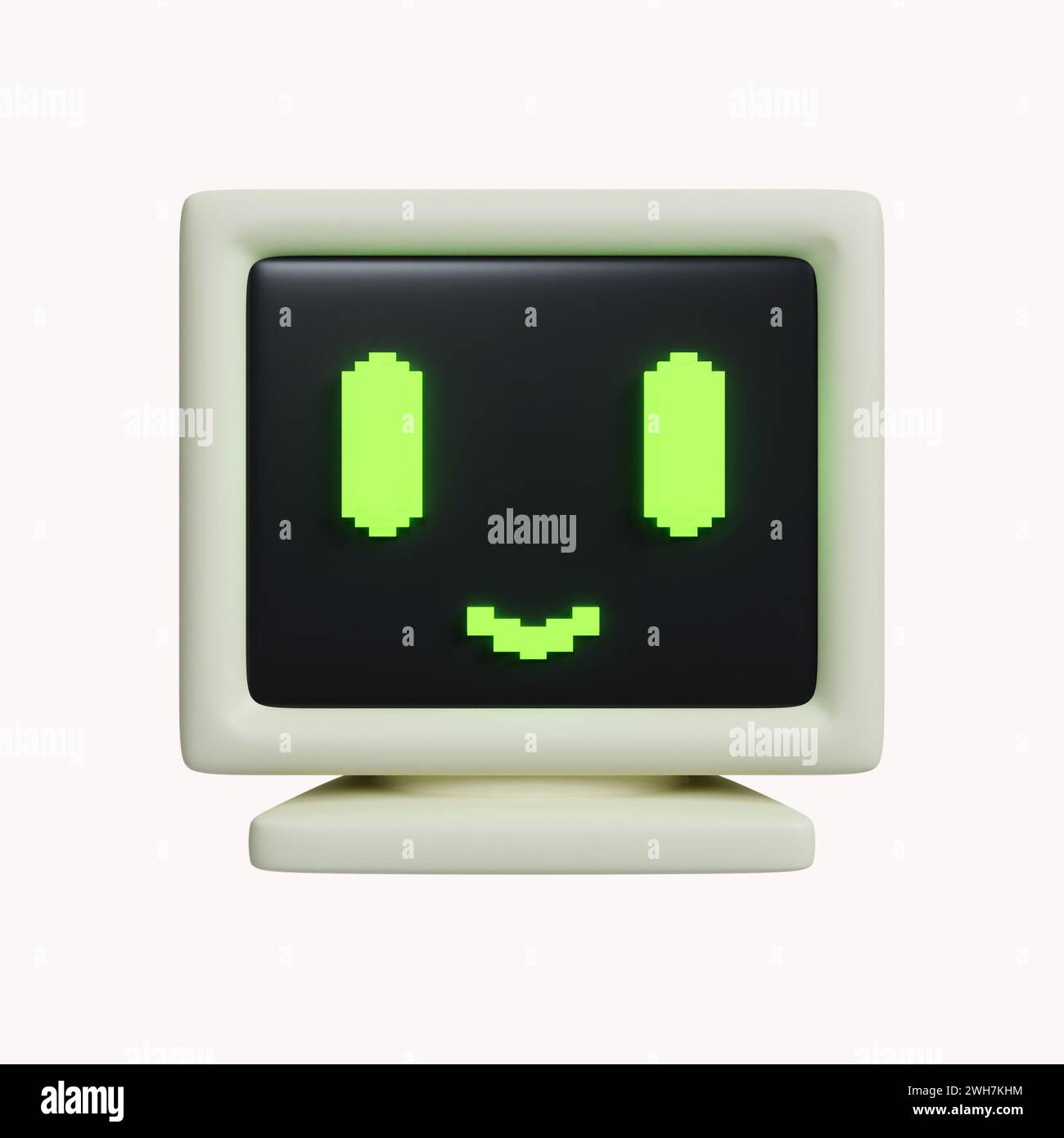 Computer 3d retro. Unità di sistema, monitor. icona isolata su sfondo bianco. illustrazione del rendering 3d. Tracciato di ritaglio. Foto Stock