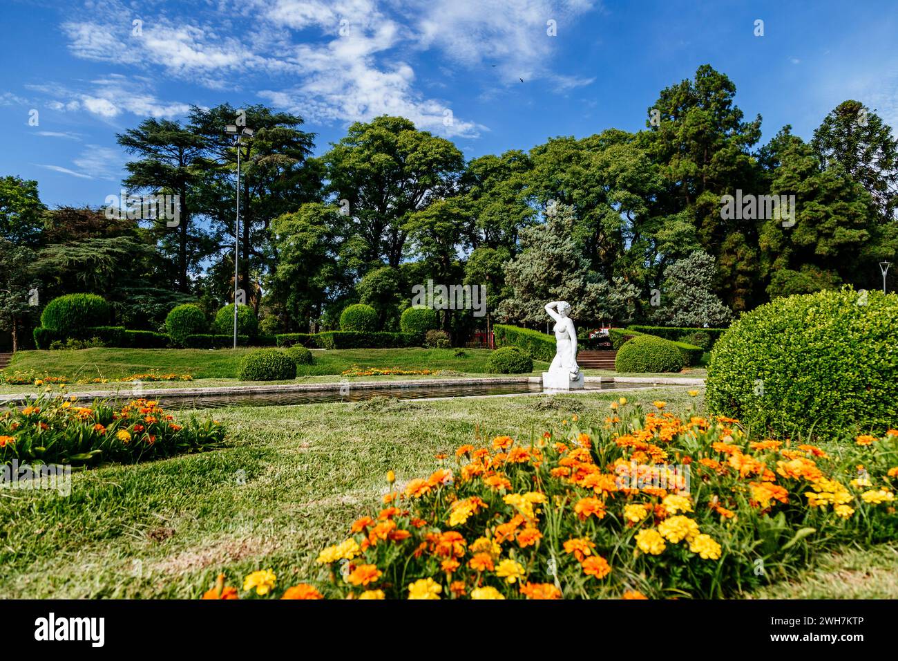 Giardini francesi nel Parque Independencia. Independence Park, Rosario City, Santa Fe, Argentina. Foto Stock