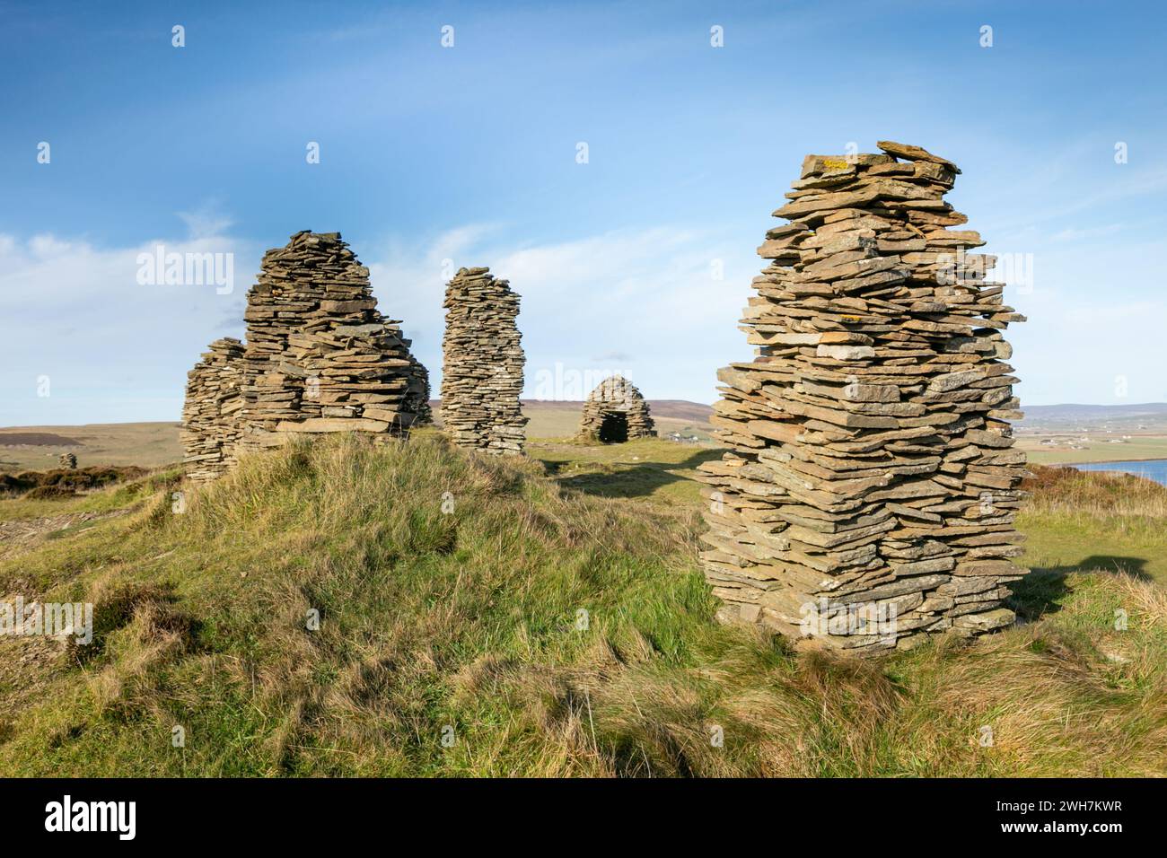 cairns artificiale a Cuween Hill Chambered Cairn, Orcadi Foto Stock