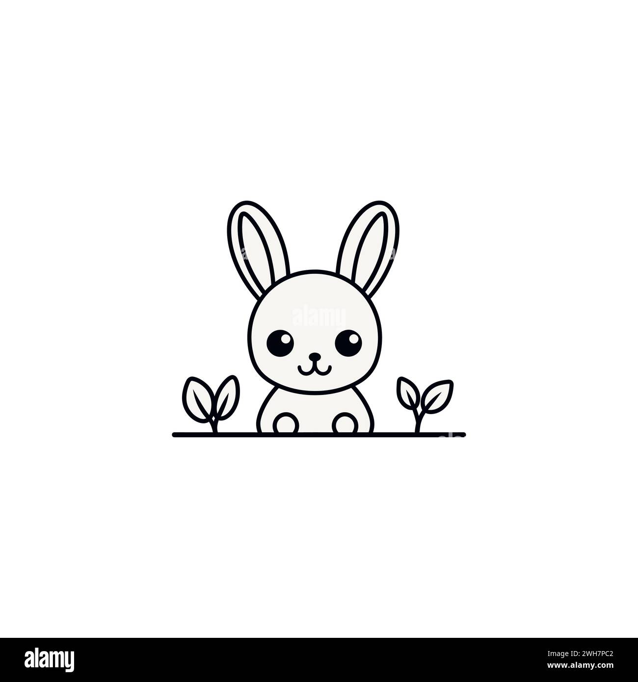 Illustrazione di un coniglio su sfondo bianco, disegno del coniglio. Coniglietto di Pasqua. Illustrazione Vettoriale
