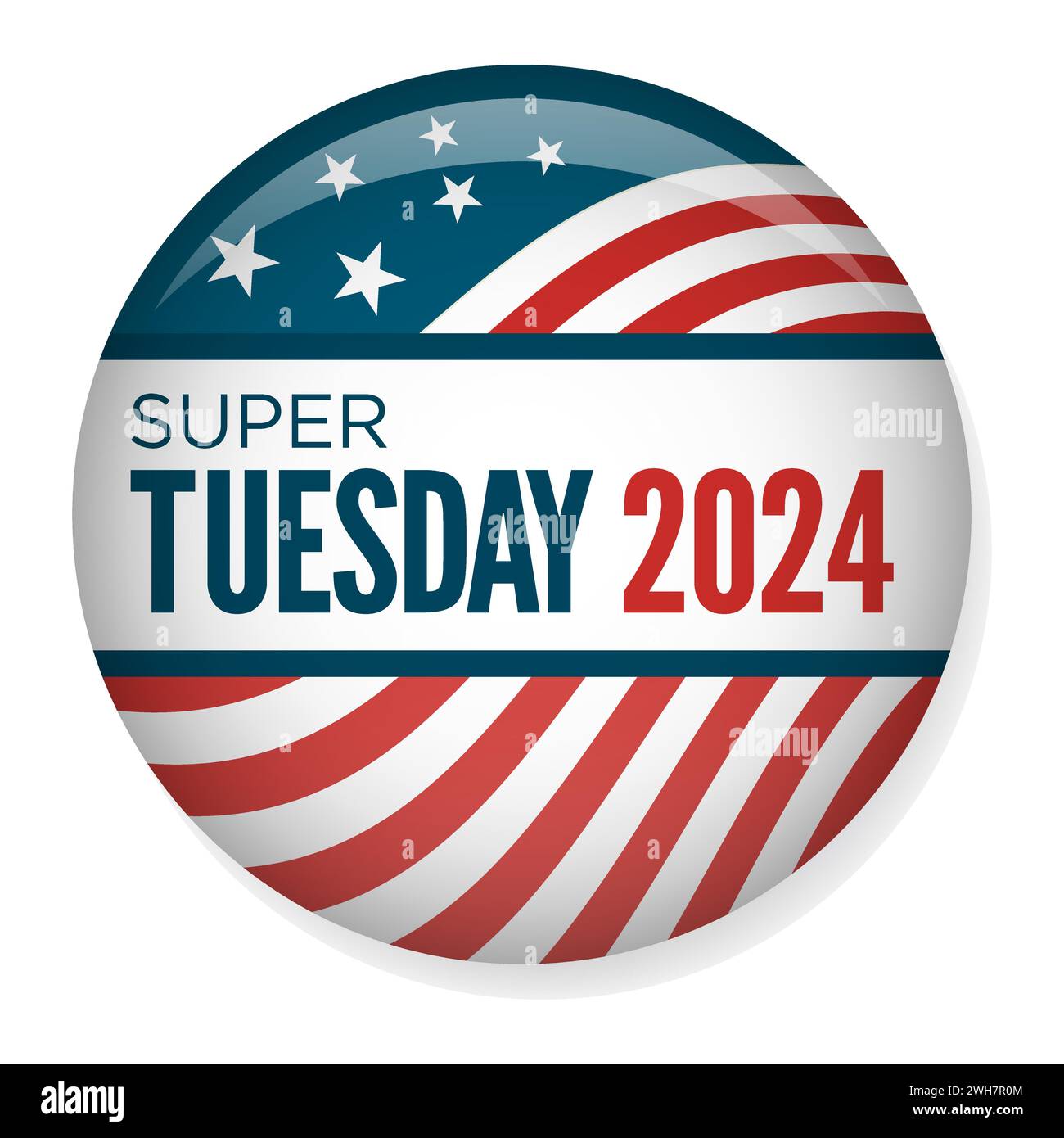 2024 Super Tuesday Banner - voto, governo e Patriottico simbolismo e colori Illustrazione Vettoriale